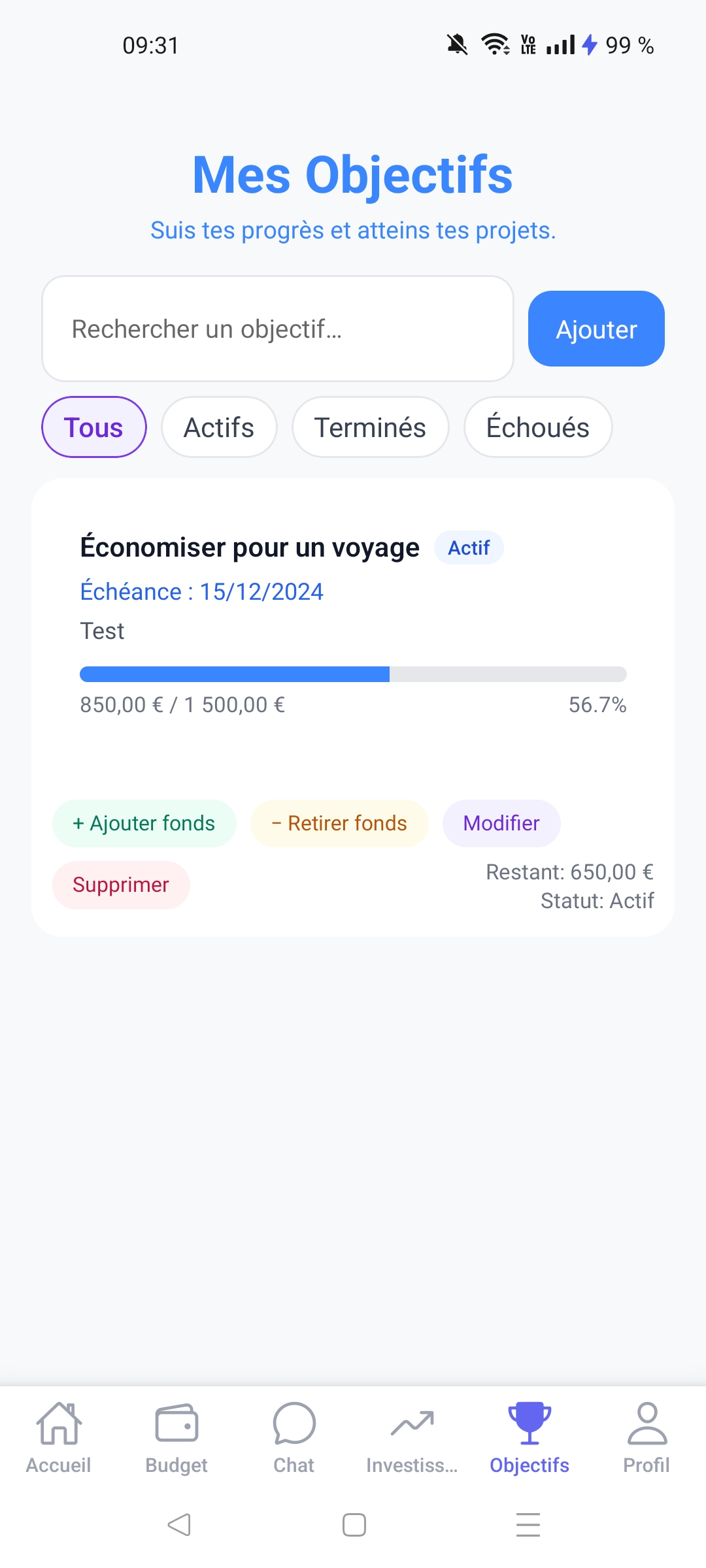 Capture écran objectifs Moneytia